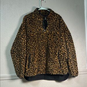 Time and Tru Leopard Print Jacket - Black and Brown
